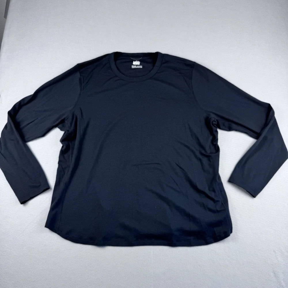 REI 100% Merino Wool Baselayer Men 3XL Black Long Sleeve Hiking Outdoors Thermal